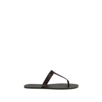 Saint Laurent Brown Calf Leather Bos Taurus Flat Sandals