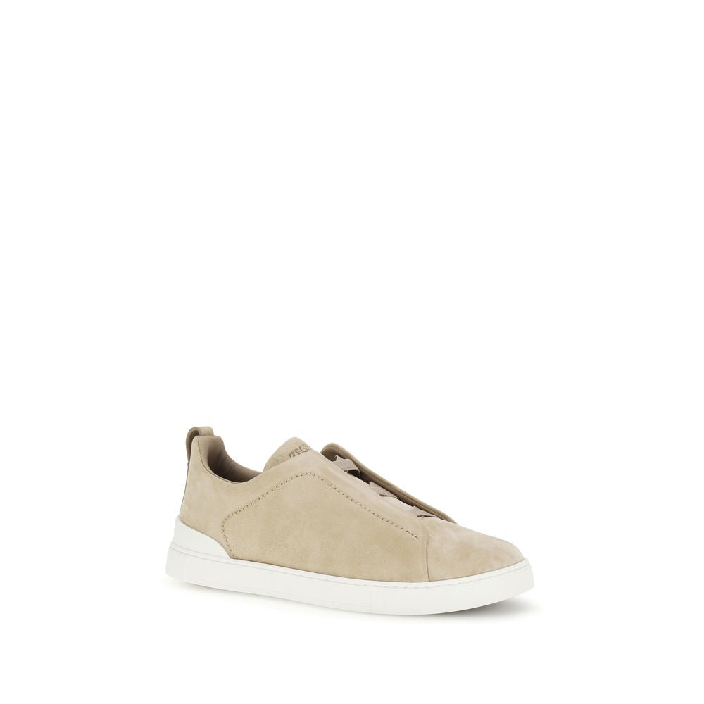 Sneakers basse ZEGNA in pelle di vitello beige Bos Taurus