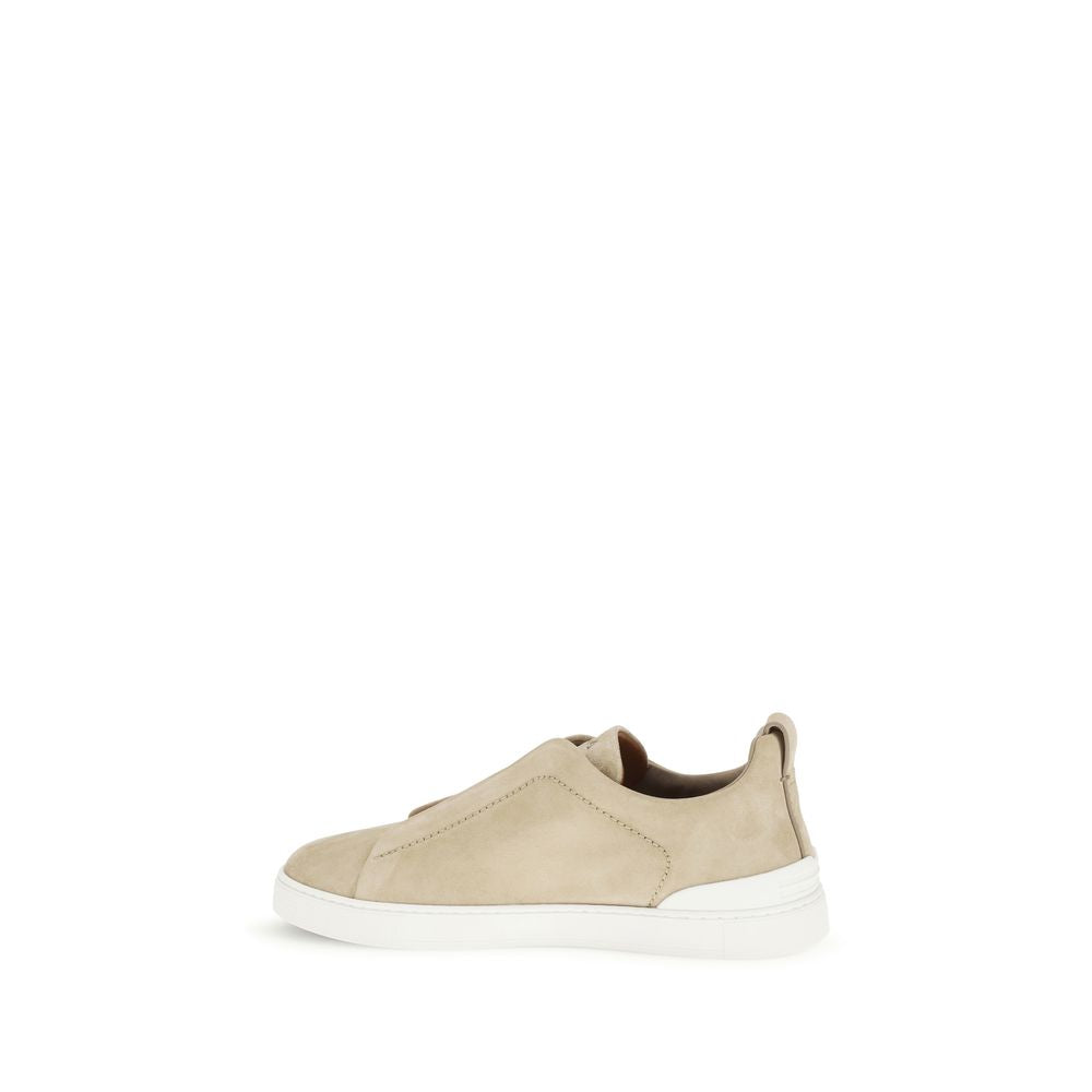Sneakers basse ZEGNA in pelle di vitello beige Bos Taurus