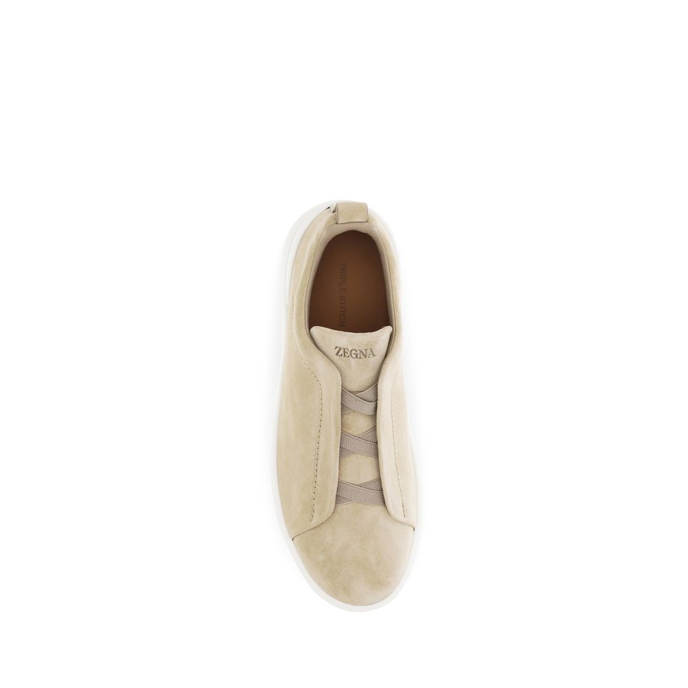 Sneakers basse ZEGNA in pelle di vitello beige Bos Taurus