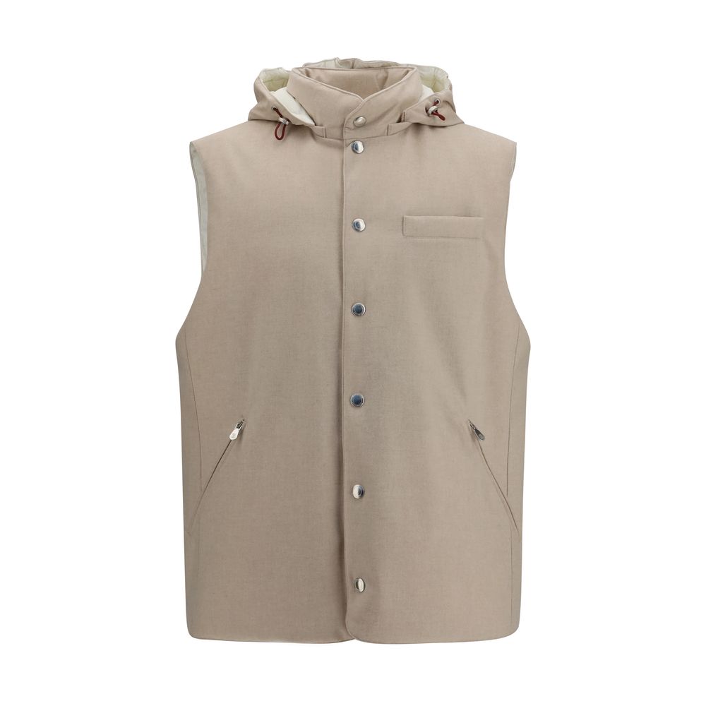 Brunello Cucinelli Gilet Beige in Lana