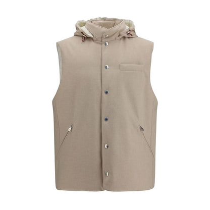 Brunello Cucinelli Gilet Beige in Lana