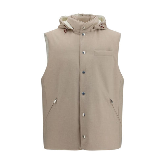 Brunello Cucinelli Gilet Beige in Lana