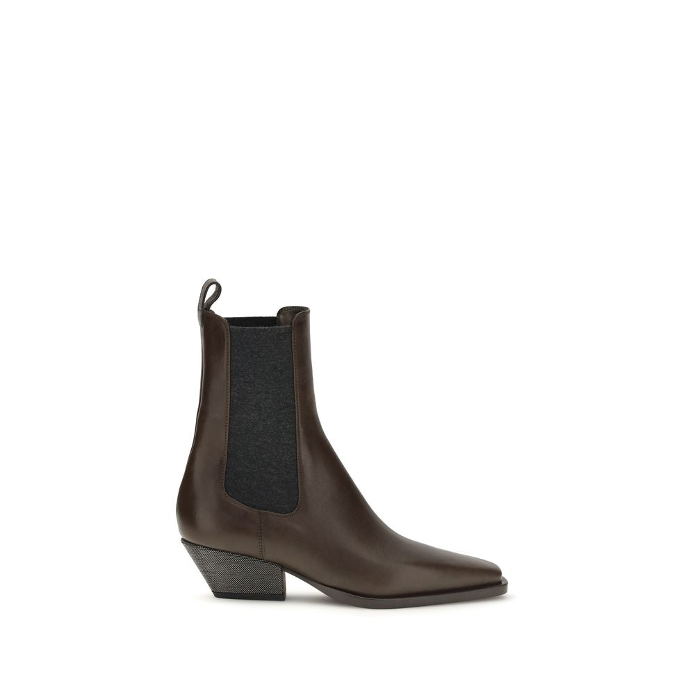 Botines Brunello Cucinelli de piel de becerro marrón Bos Taurus