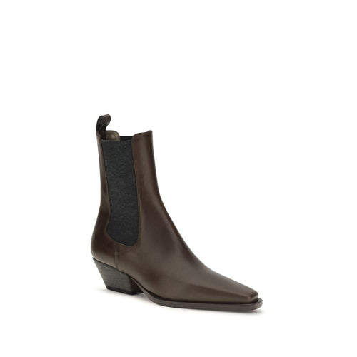 Brunello Cucinelli bruna ankelboots i kalvskinn (Bos taurus)