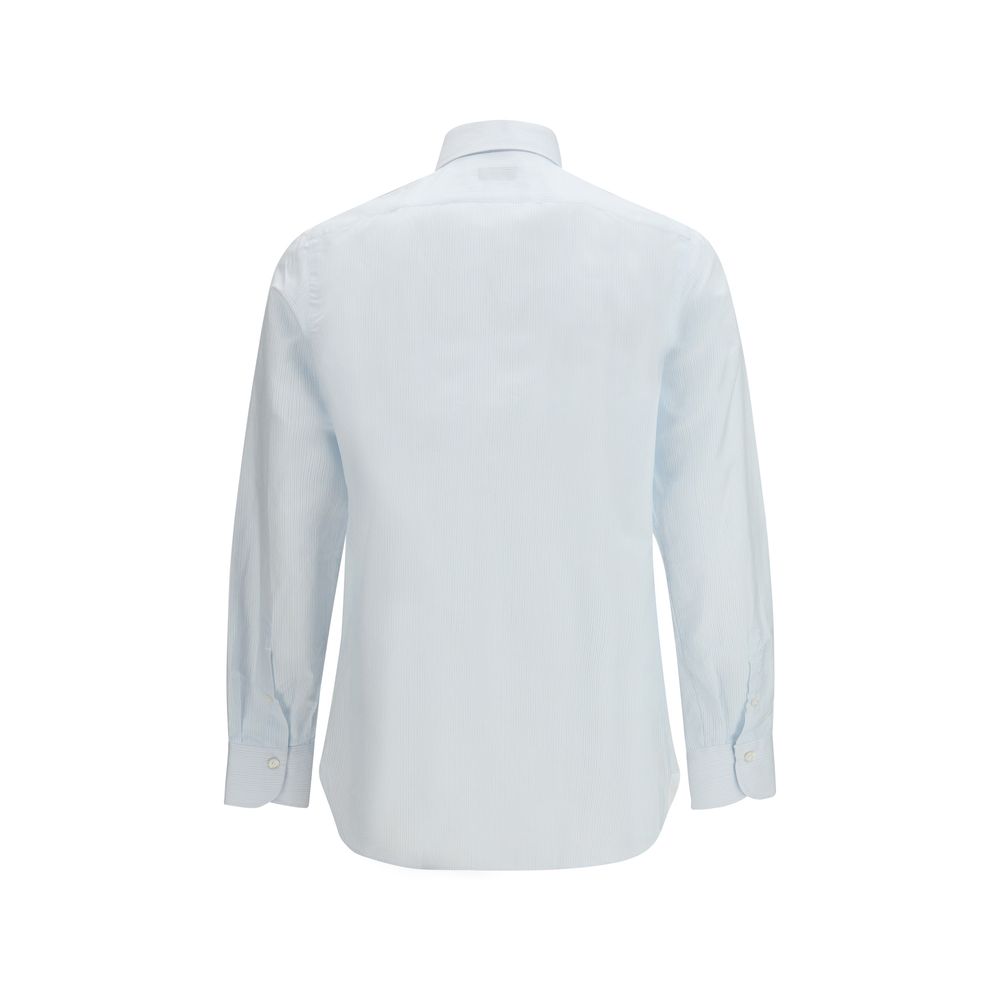 Chemise à motif en coton bleu Finamore