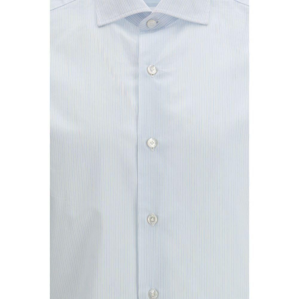 Chemise à motif en coton bleu Finamore