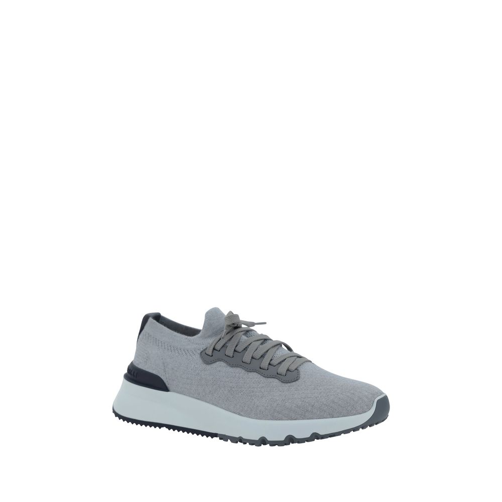 Sneakers sportive Brunello Cucinelli in cotone grigio