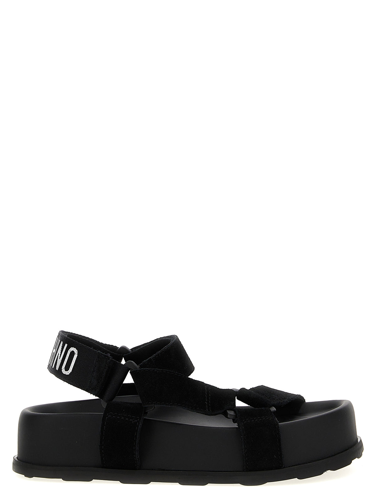 Moschino platte sandalen van zwart kalfsleer