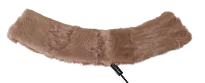 Dolce & Gabbana Beige Fur Neck Collar Lambskin Scarf