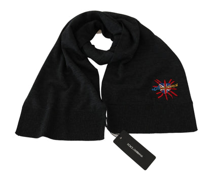 Dolce & Gabbana Gray #DGLovesLondon Wrap Shawl Wool Scarf