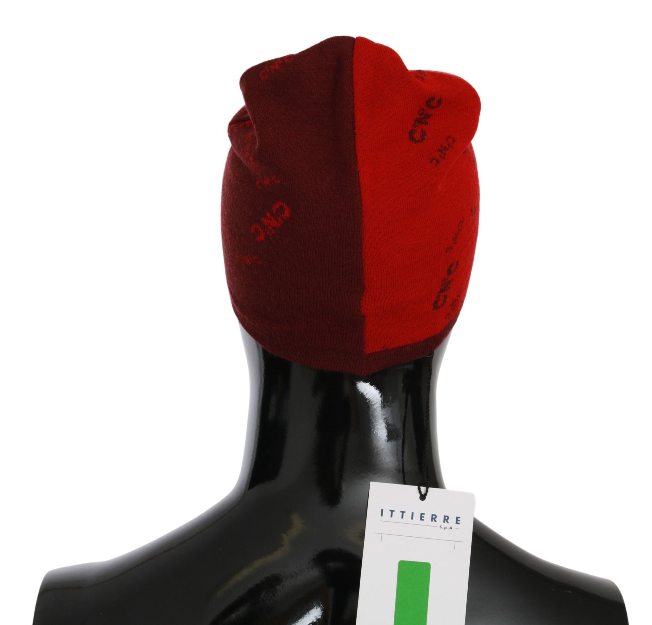 Cappello a cuffia in misto lana rosso con marchio Costume National
