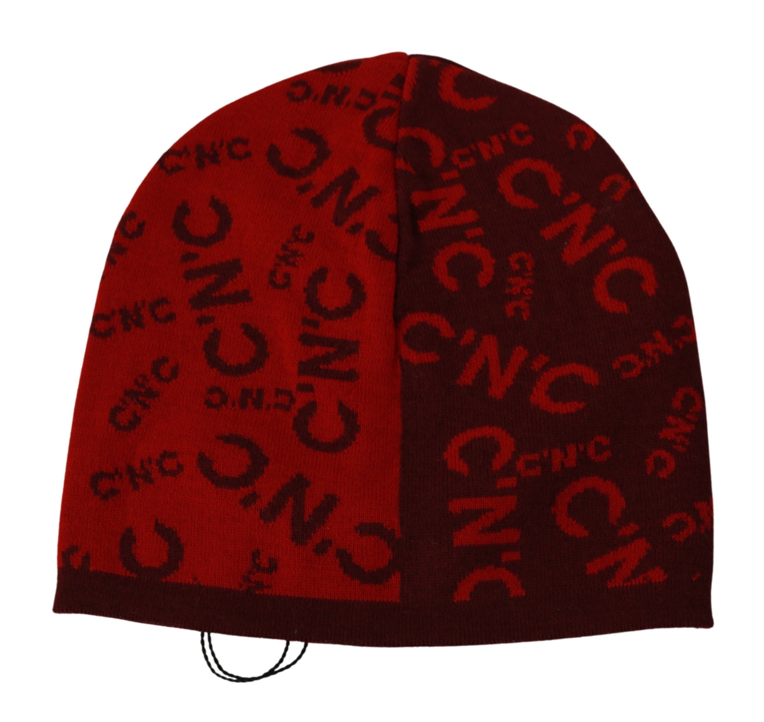 Cappello a cuffia in misto lana rosso con marchio Costume National
