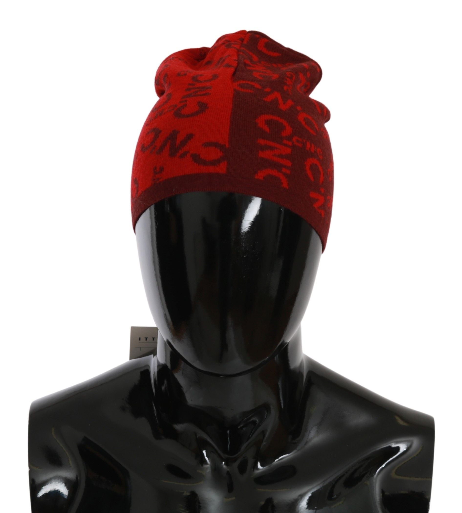 Cappello a cuffia in misto lana rosso con marchio Costume National