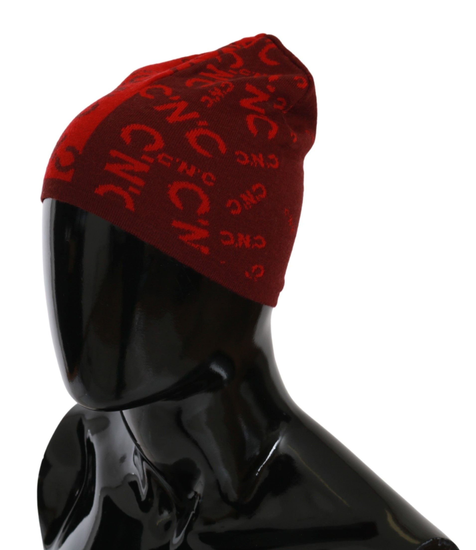 Cappello a cuffia in misto lana rosso con marchio Costume National