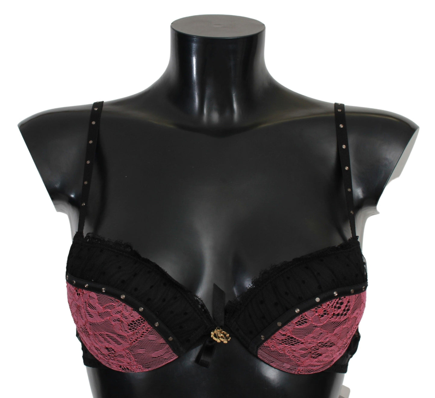 Roberto Cavalli Reggiseno push-up in pizzo nero e rosa intimo