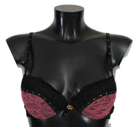 Roberto Cavalli Reggiseno push-up in pizzo nero e rosa intimo