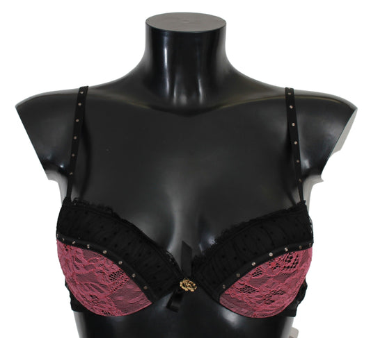 Roberto Cavalli Reggiseno push-up in pizzo nero e rosa intimo