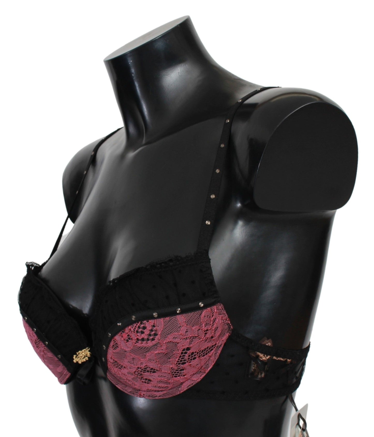 Roberto Cavalli Reggiseno push-up in pizzo nero e rosa intimo