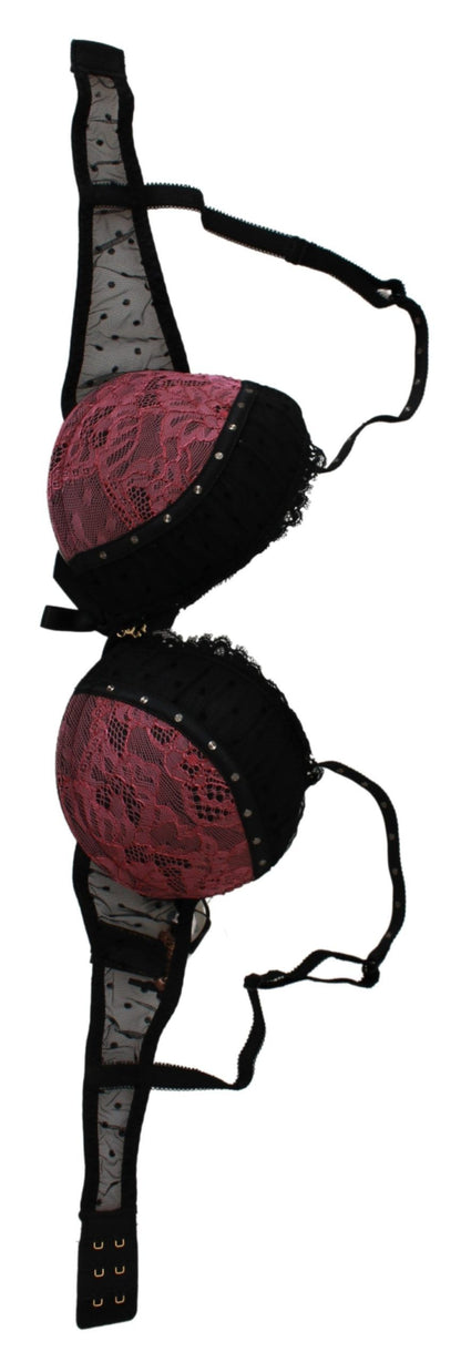 Roberto Cavalli Reggiseno push-up in pizzo nero e rosa intimo