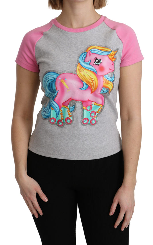 Maglietta Moschino in cotone grigio e rosa My Little Pony Top