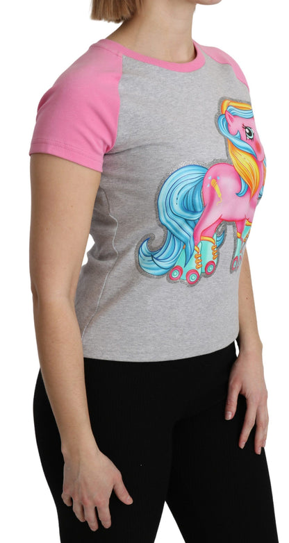 Maglietta Moschino in cotone grigio e rosa My Little Pony Top