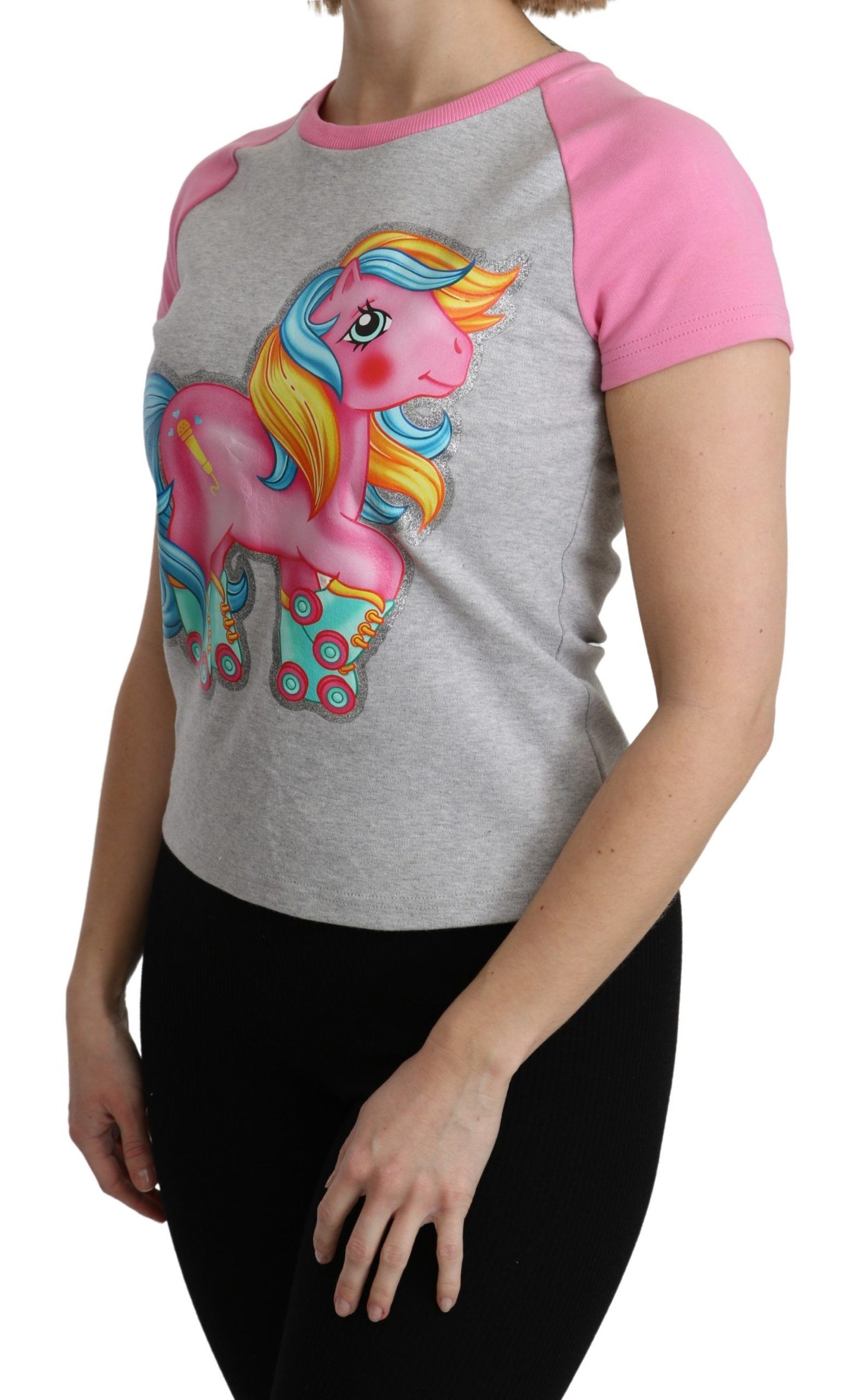 Maglietta Moschino in cotone grigio e rosa My Little Pony Top