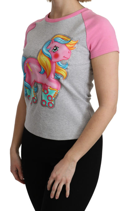 Maglietta Moschino in cotone grigio e rosa My Little Pony Top