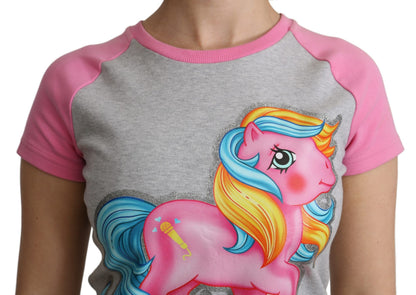 Maglietta Moschino in cotone grigio e rosa My Little Pony Top