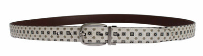 Dolce & Gabbana White Silk Bowtie Leather Men Belt Gift Box