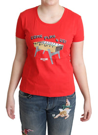 Maglietta e camicetta con stampa Moschino Red Cotton Come Play 4 Us