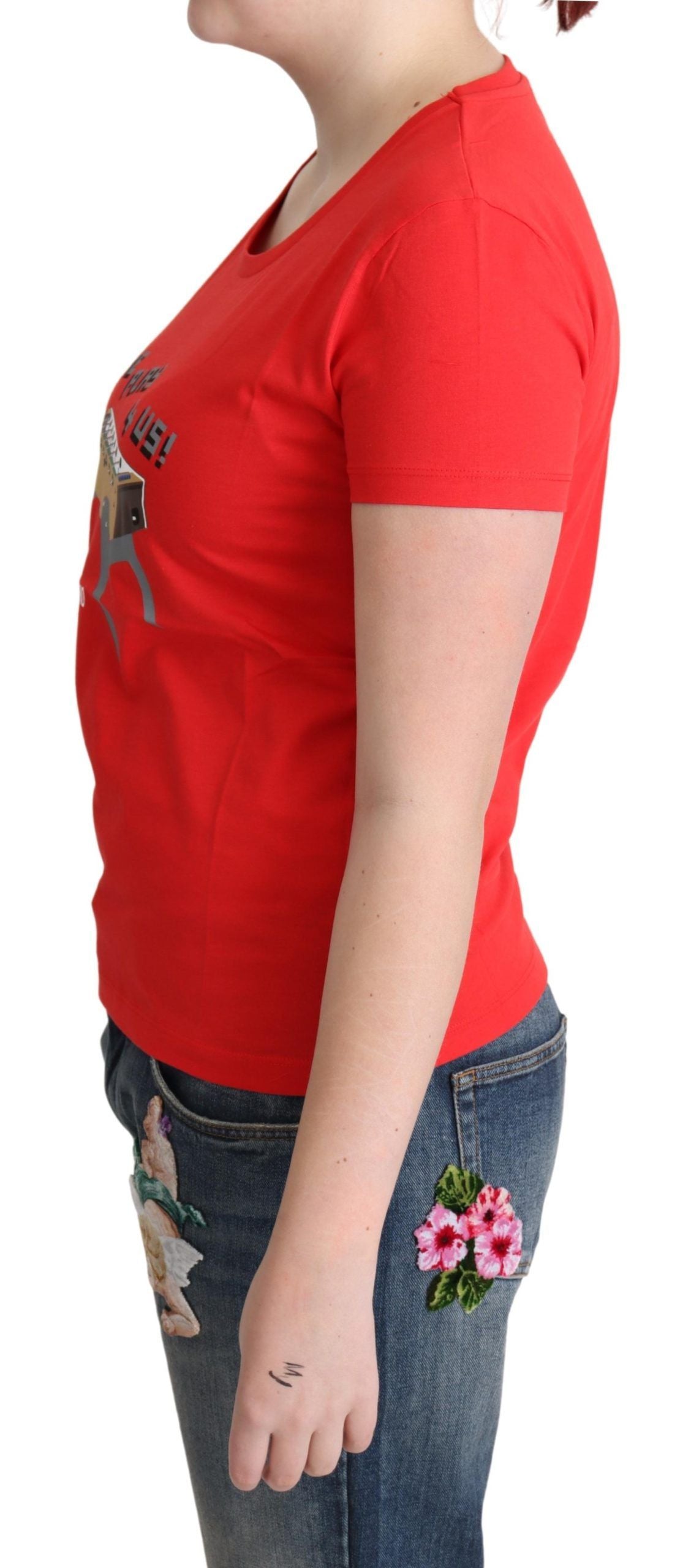 Maglietta e camicetta con stampa Moschino Red Cotton Come Play 4 Us
