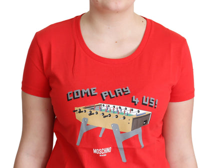 Maglietta e camicetta con stampa Moschino Red Cotton Come Play 4 Us
