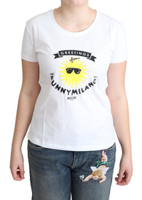 T-shirt Moschino in cotone bianco con stampa Sunny Milano