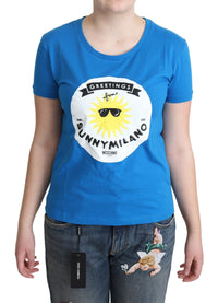 T-shirt Moschino bleu en coton imprimé Sunny Milano
