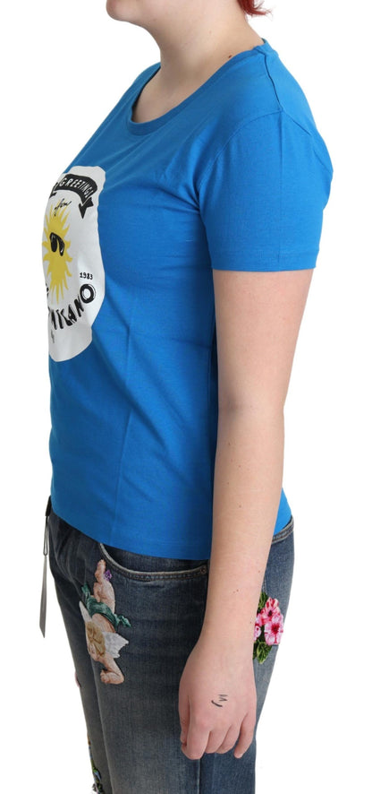T-shirt Moschino bleu en coton imprimé Sunny Milano