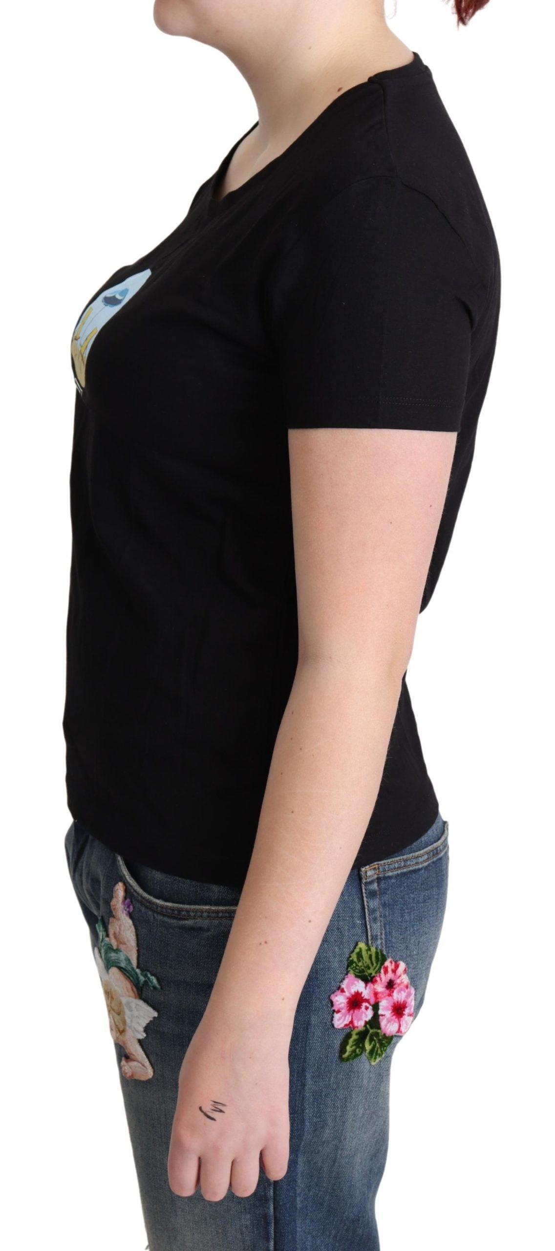 T-shirt Moschino noir imprimé en coton à manches courtes