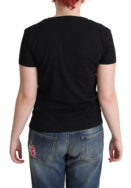 T-shirt Moschino noir imprimé en coton à manches courtes