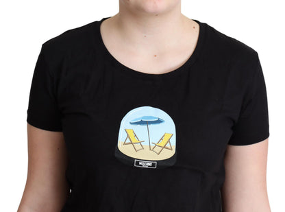 T-shirt Moschino noir imprimé en coton à manches courtes
