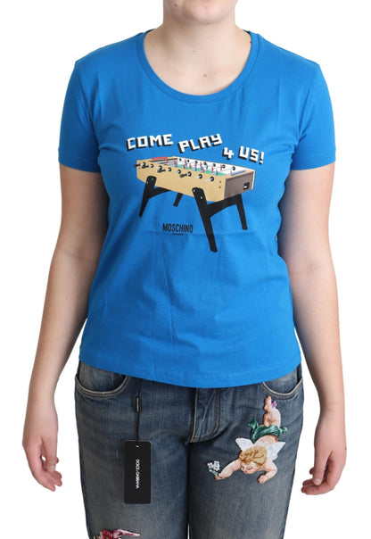 T-shirt con stampa Moschino Blue Cotton Come Play 4 Us