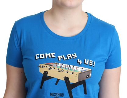 T-shirt con stampa Moschino Blue Cotton Come Play 4 Us