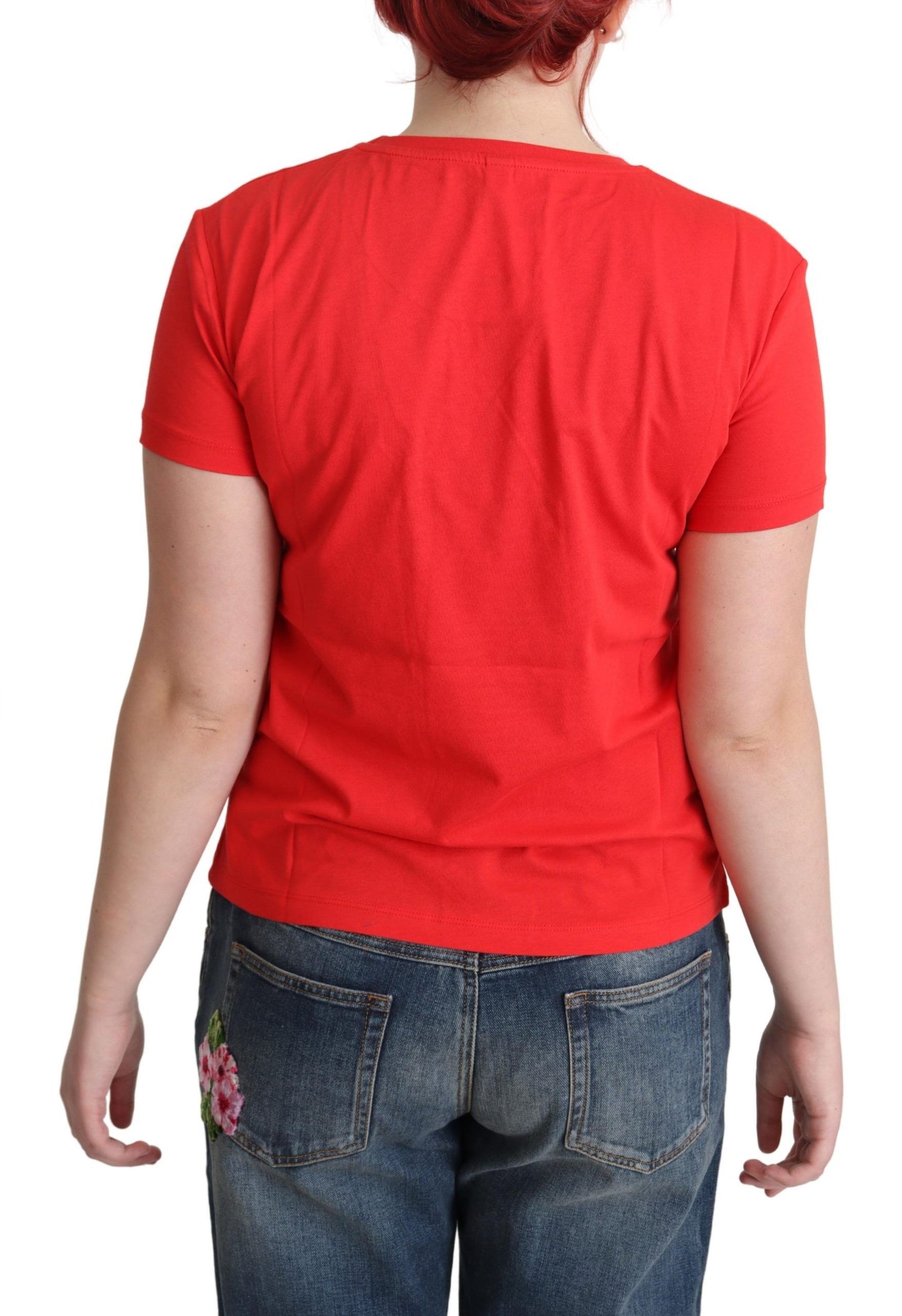 T-shirt con stampa triangolare grafica Moschino in cotone rosso