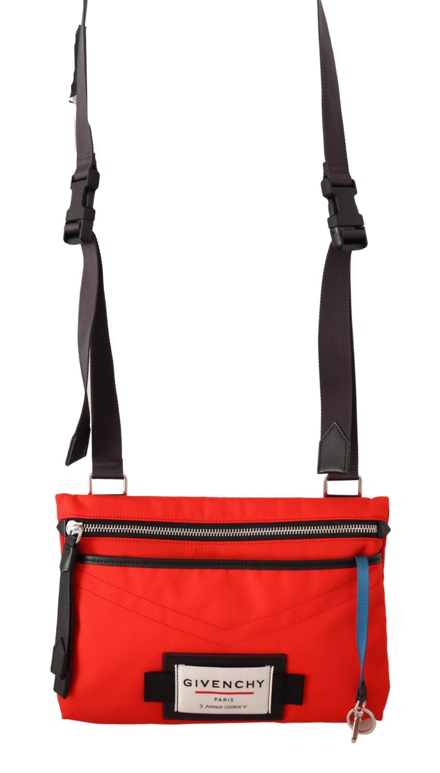 Sac bandoulière plat Givenchy Downtown en polyamide rouge
