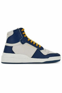 Saint Laurent Blue Calf Leather Mid Top Sneakers - Axxen 