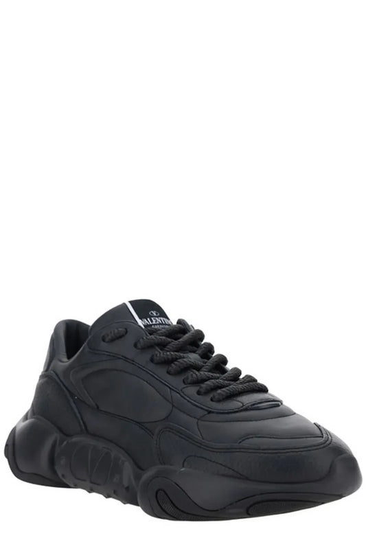 Valentino Black Calf Leather Garavani Sneakers - Axxen 