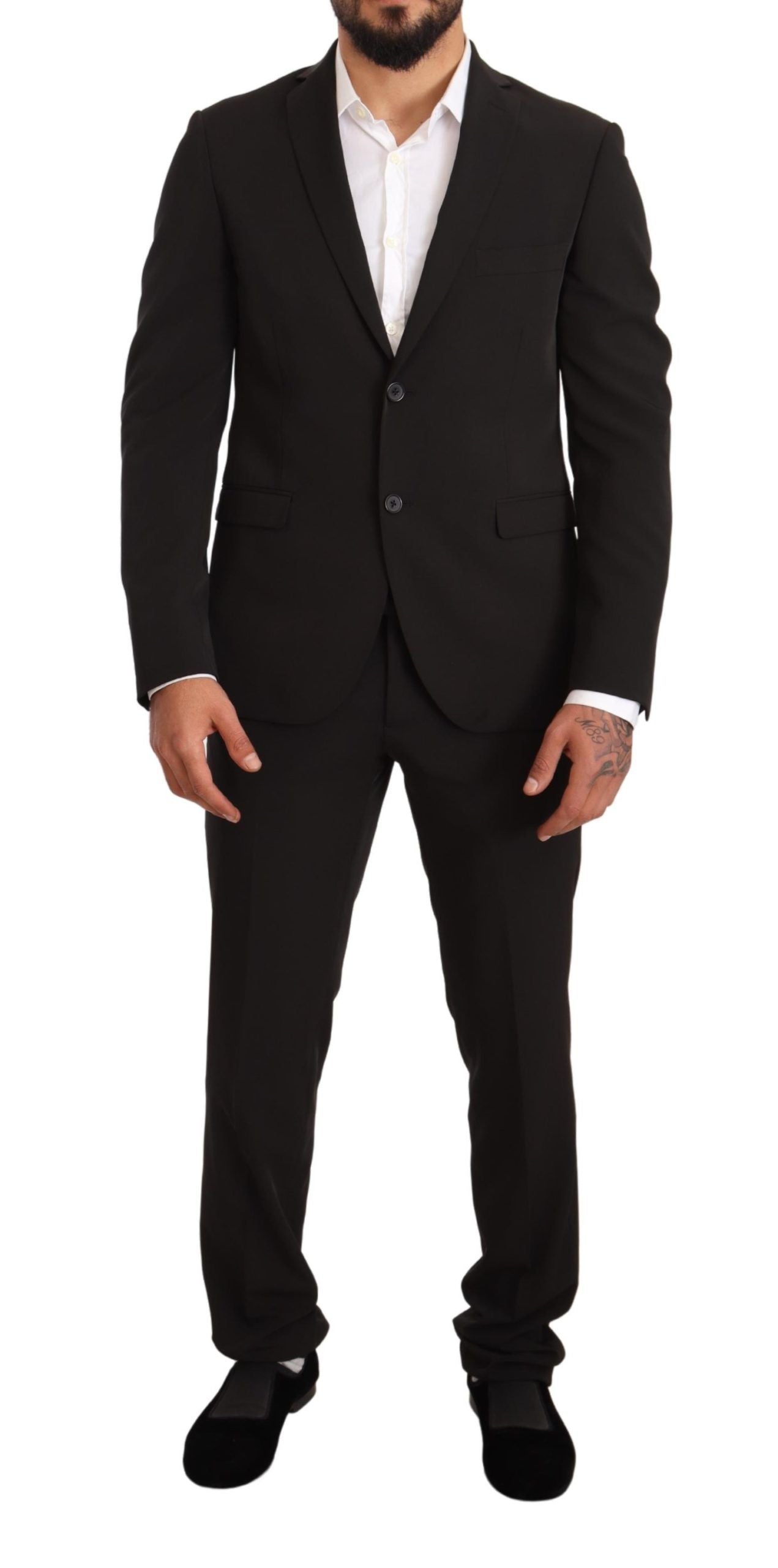 Domenico Tagliente Completo 2 pezzi slim in poliestere nero TAGLIENTE