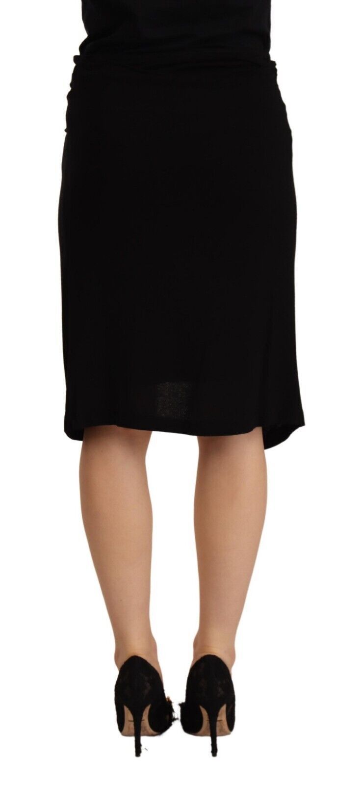 PLEIN SUD Jupe crayon noire taille haute en viscose, longueur genou