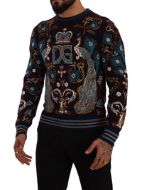 Dolce & Gabbana Bordeaux Cashmere DG Crown Embroidered Sweater