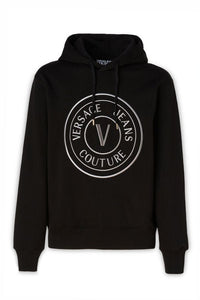 Sweat à capuche Versace Jeans en coton noir avec logo