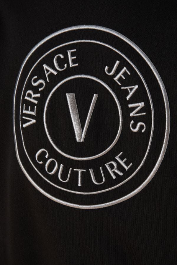 Felpa con cappuccio e logo Versace Jeans in cotone nero